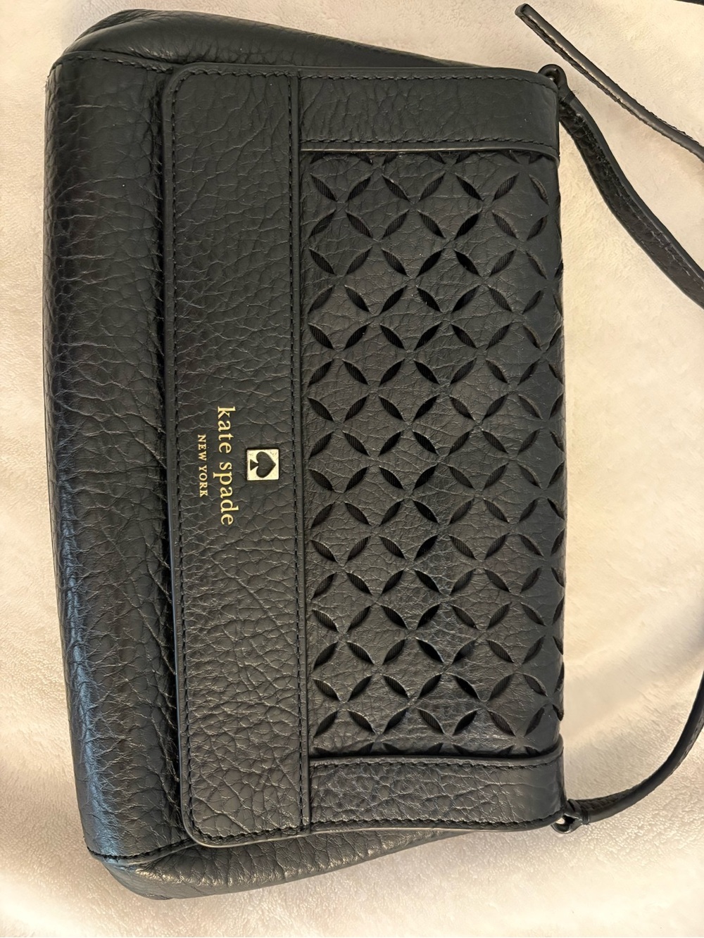 kate spade Black Laser-Cut Leather Crossbody Bag - Picture 3 of 5